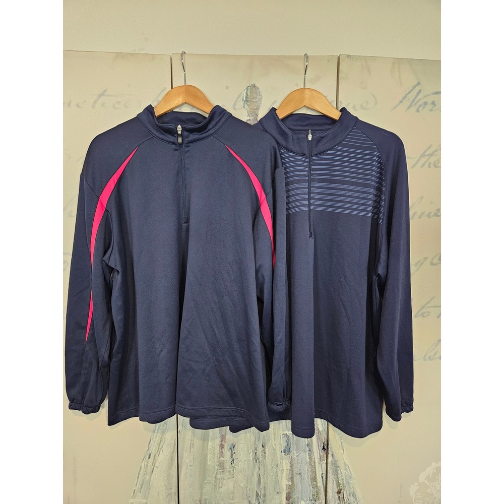 Lot of‎ 2 Slazenger Mens XL Quarter Zip Pullover Bundle Navy Blue Striped
